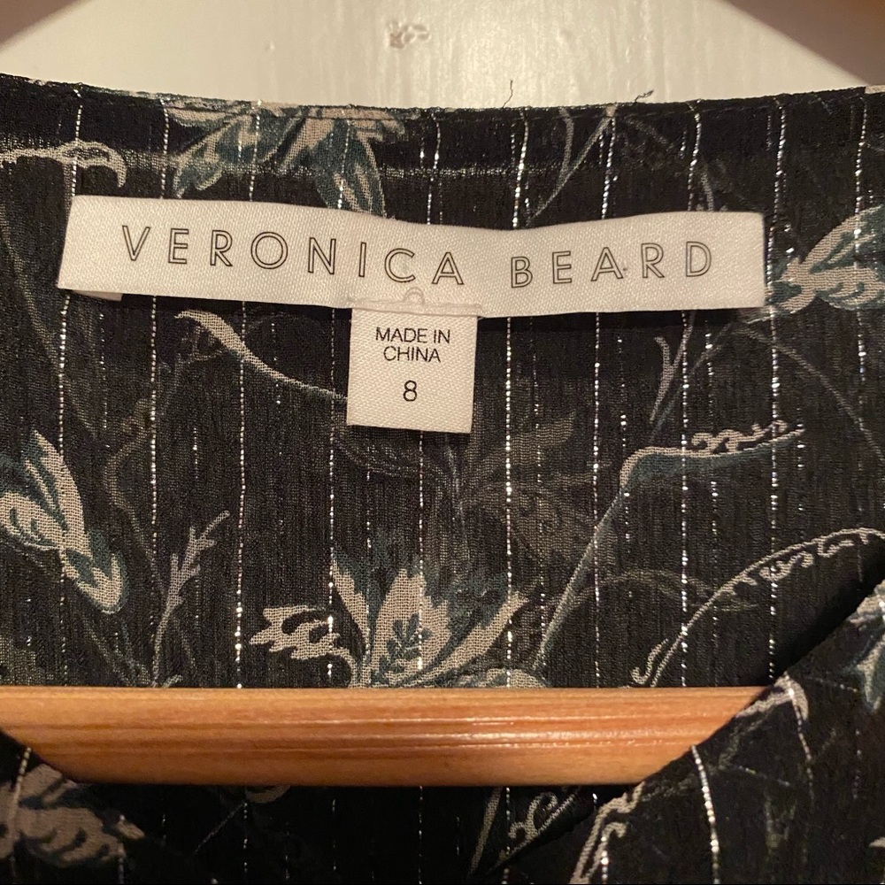 Veronica Beard Fitzgerald Black Metallic Ruched Floral Silk Mini Dress - Picture 10 of 14